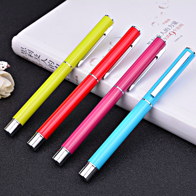 创意款金属签字笔定制logo 彩色学生中性笔现货