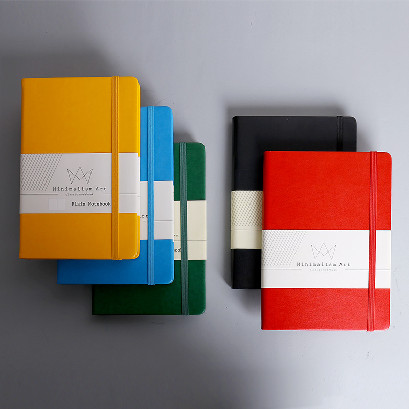 绑带笔记本 厂家定制PU皮面笔记本多色可选平装方格内芯可印LOGO